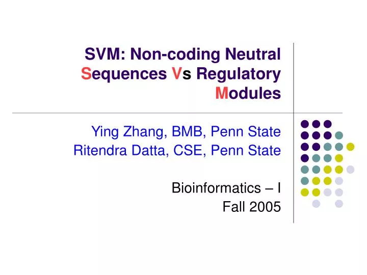 svm non coding neutral s equences v s regulatory m odules