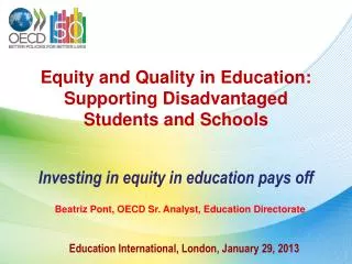 Equity and Quality in Education: Supporting Disadvantaged Students and Schools