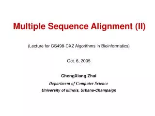 Multiple Sequence Alignment (II)