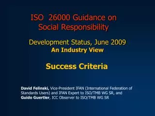 ISO 26000 Guidance on Social Responsibility