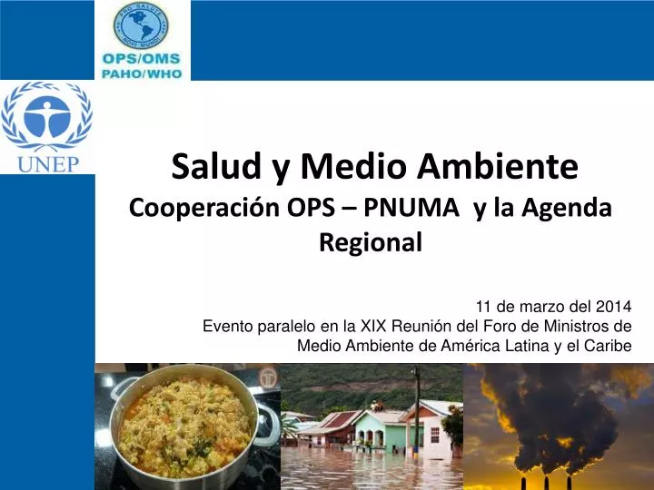 salud y medio ambiente cooperaci n ops pnuma y la agenda regional