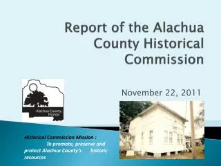 Report of the Alachua County Historical Commission