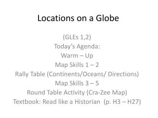 Locations on a Globe