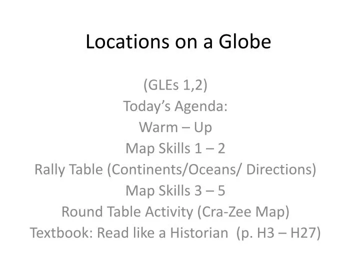 locations on a globe