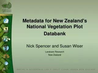 Metadata for New Zealand's National Vegetation Plot Databank