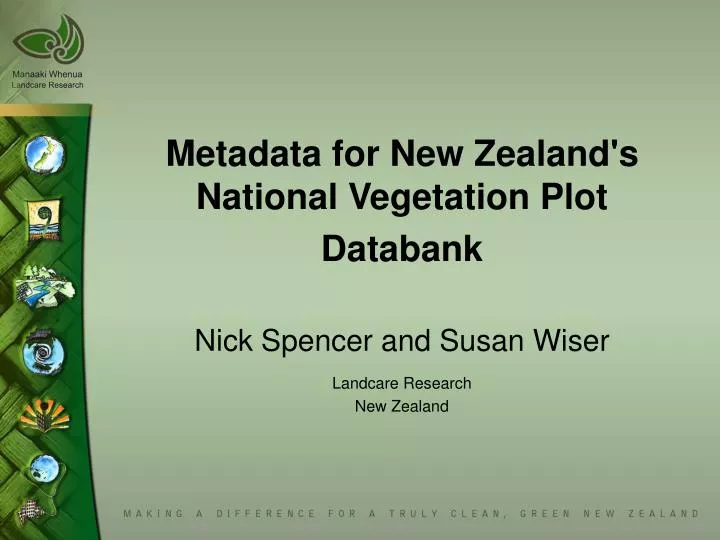 metadata for new zealand s national vegetation plot databank