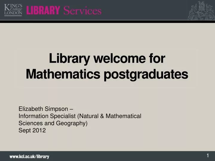 library welcome for mathematics postgraduates