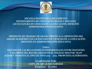 ESCUELA POLITÉCNICA DEL EJÉRCITO DEPARTAMENTO DE CIENCIAS HUMANAS Y SOCIALES