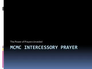 MCMC INTERCESSORY PRAYER