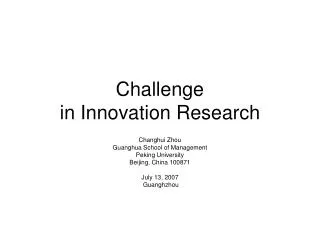 Challenge in Innovation Research