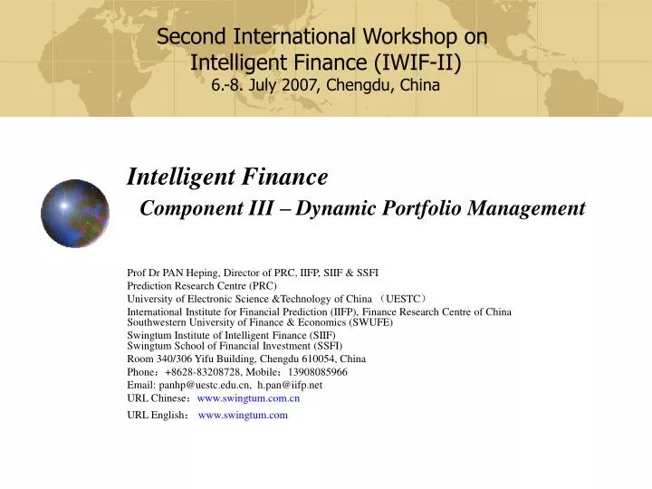 intelligent finance component iii dynamic portfolio management