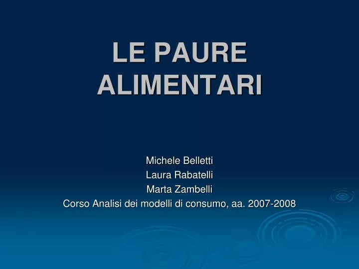 le paure alimentari