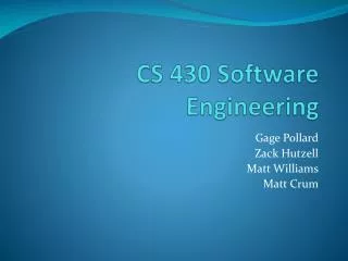 CS 430 Software Engineering