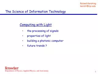 The Science of Information Technology