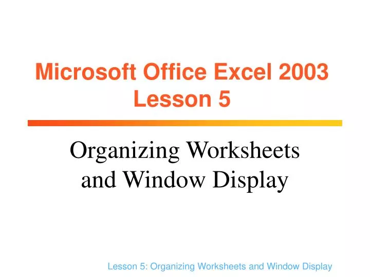 microsoft office excel 2003 lesson 5