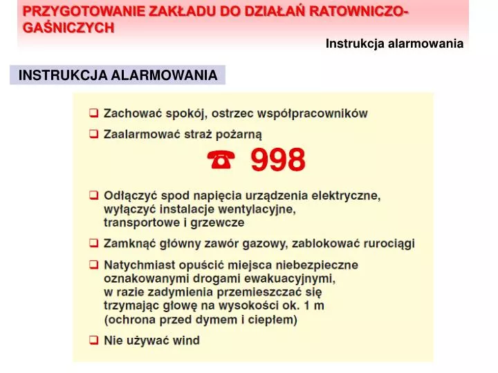 instrukcja alarmowania