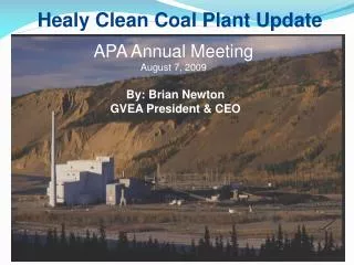 Healy Clean Coal Plant Update