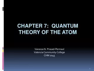 Chapter 7: QUANTUM THEORY OF THE ATOM
