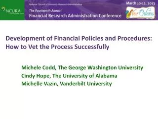 Development of Financial Policies and Procedures: How to Vet the Process Successfully