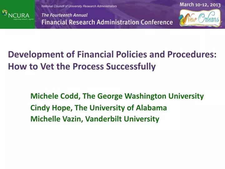 development of financial policies and procedures how to vet the process successfully