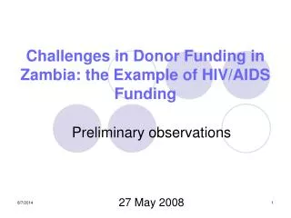 Challenges in Donor Funding in Zambia: the Example of HIV/AIDS Funding
