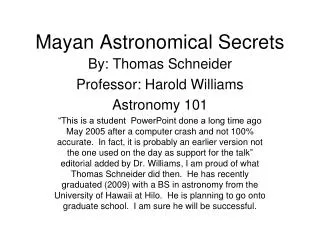 Mayan Astronomical Secrets