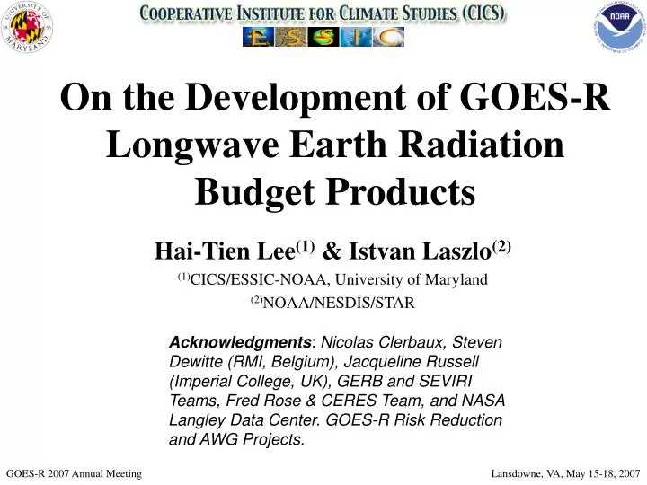 on the development of goes r longwave earth radiation budget products
