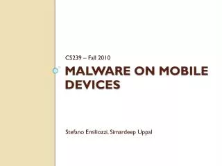 MalWare on mobile devices