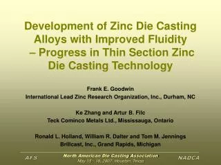 Frank E. Goodwin International Lead Zinc Research Organization, Inc., Durham, NC