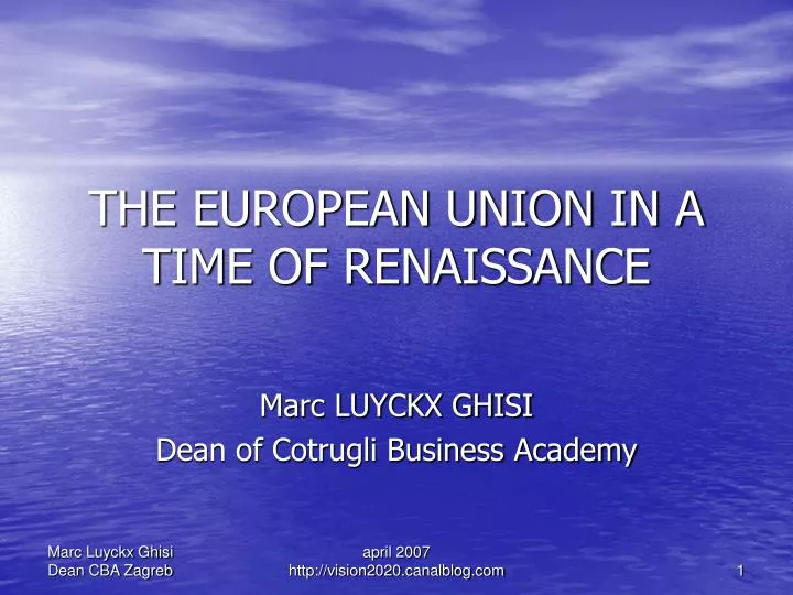 the european union in a time of renaissance
