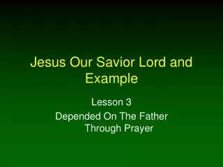 Jesus Our Savior Lord and Example
