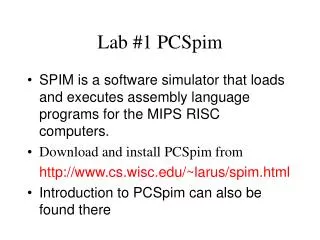 Lab #1 PCSpim