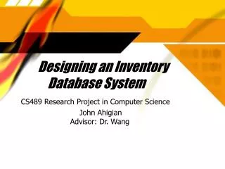 Designing an Inventory Database System