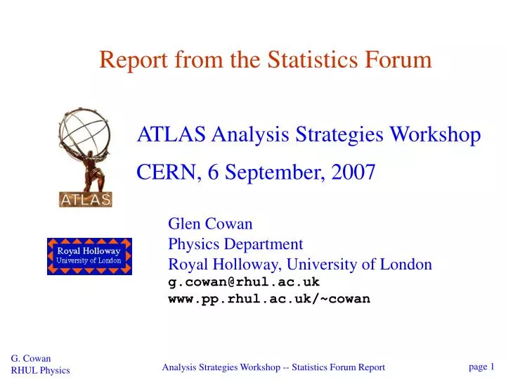 report from the statistics forum