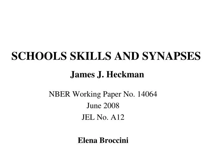 schools skills and synapses james j heckman
