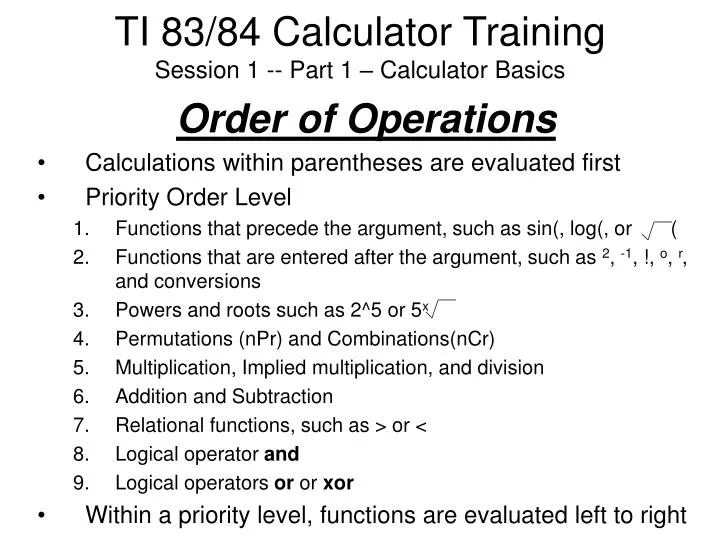 ti 83 84 calculator training session 1 part 1 calculator basics