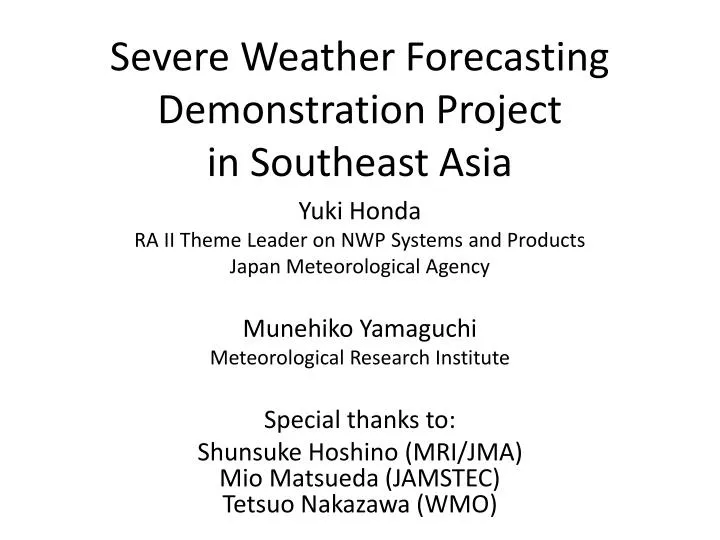 severe weather forecasting demonstration project in southeast asia