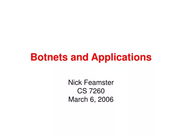 botnets and applications
