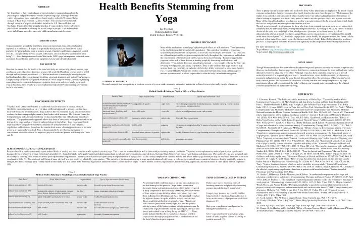 health benefits stemming from yoga liz freeman undergraduate student beloit college beloit wi 53511