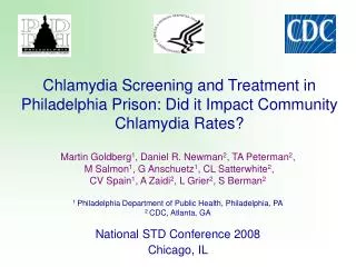 Chlamydia Screening and Treatment in Philadelphia Prison: Did it Impact Community Chlamydia Rates?