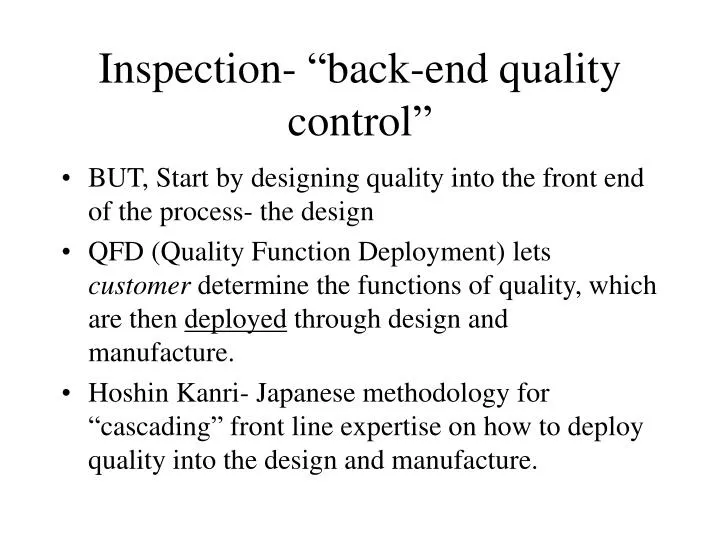 inspection back end quality control
