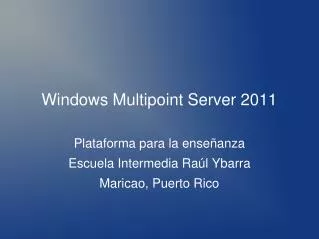 windows multipoint server 2011