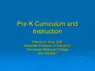 Pre-K Curriculum and Instruction