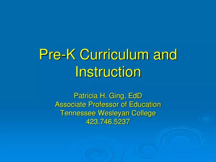 pre k curriculum and instruction