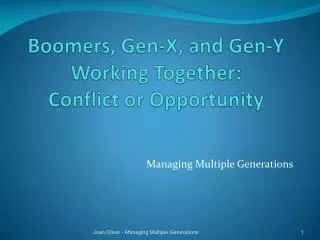 Boomers, Gen-X, and Gen-Y Working Together: Conflict or Opportunity