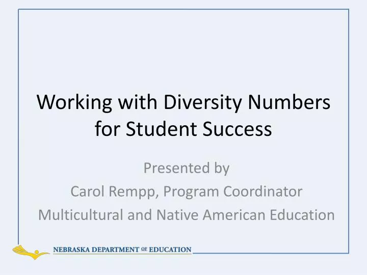 working with diversity numbers for student success