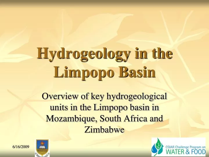 hydrogeology in the limpopo basin