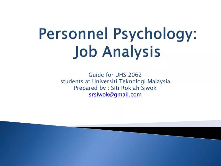 personnel psychology job analysis