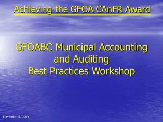 Achieving the GFOA CAnFR Award