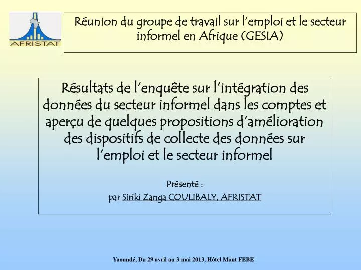 r union du groupe de travail sur l emploi et le secteur informel en afrique gesia